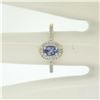 Image 8 : NEW Petite 14K Yellow Gold 0.50 ctw Oval Cut Tanzanite Ring w/ Round Diamond Hal