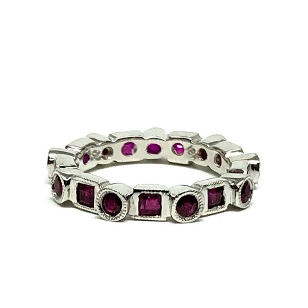 1.35 ctw Square Step Rubies Ring - 18KT White Gold