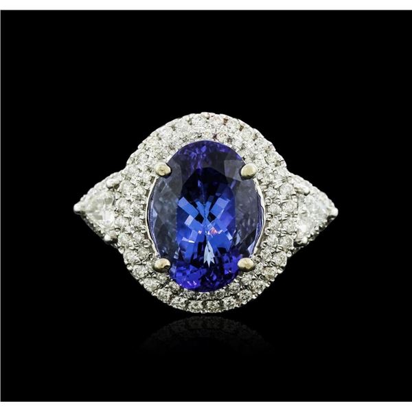 14KT White Gold 3.50 ctw Tanzanite and Diamond Ring