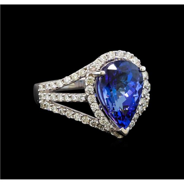 18KT White Gold 4.42 ctw Tanzanite and Diamond Ring