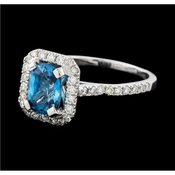 1.96 ctw Blue Zircon and Diamond Ring -  Platinum