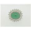 Image 4 : Estate Platinum 22.45 ctw Cabochon Jade & Marquise Diamond Dual Swirl Pin Brooch