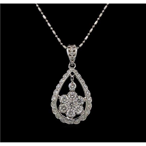 14KT White Gold 1.11 ctw Diamond Pendant With Chain