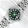 Image 2 : Rolex Ladies Stainless Steel 26MM Green Vignette Diamond Oyster Perpetual Dateju