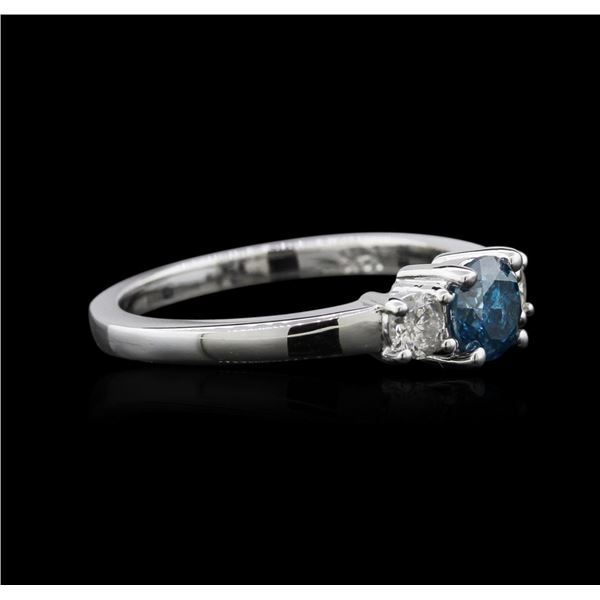 14KT White Gold 0.91 ctw Blue Diamond Ring