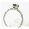 Image 4 : Platinum Etched Petite QUALITY .51 ctw Emerald Solitaire Ring Engagement