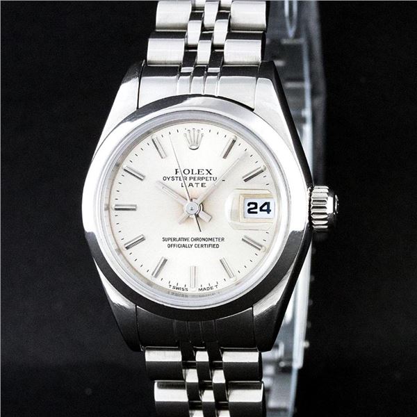 Rolex Ladies Stainless Steel Silver Index 26MM Quickset Datejust Wristwatch