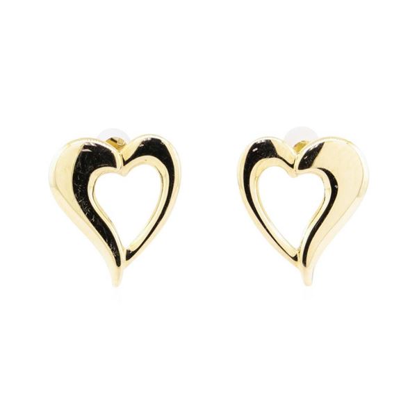 Puffed Heart Earrings - 14KT Yellow Gold