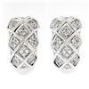 Image 1 : 18K White Gold 1.09 ctw Round Brilliant Pave Diamond Braided Cuff Omega Earrings