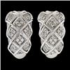 Image 3 : 18K White Gold 1.09 ctw Round Brilliant Pave Diamond Braided Cuff Omega Earrings