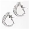 Image 7 : 18K White Gold 1.09 ctw Round Brilliant Pave Diamond Braided Cuff Omega Earrings