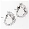 Image 8 : 18K White Gold 1.09 ctw Round Brilliant Pave Diamond Braided Cuff Omega Earrings