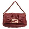 Fendi Burgundy Leather Mamma Baguette Shoulder Bag
