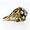 Image 5 : Large Vintage 14K Yellow Gold Round Blue Moonstone Opal Cluster Cocktail Ring