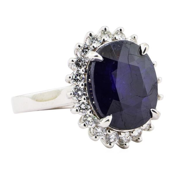 11.05 ctw Sapphire And Diamond Ring - 14KT White Gold