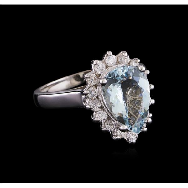 2.52 ctw Aquamarine and Diamond Ring - 14KT White Gold