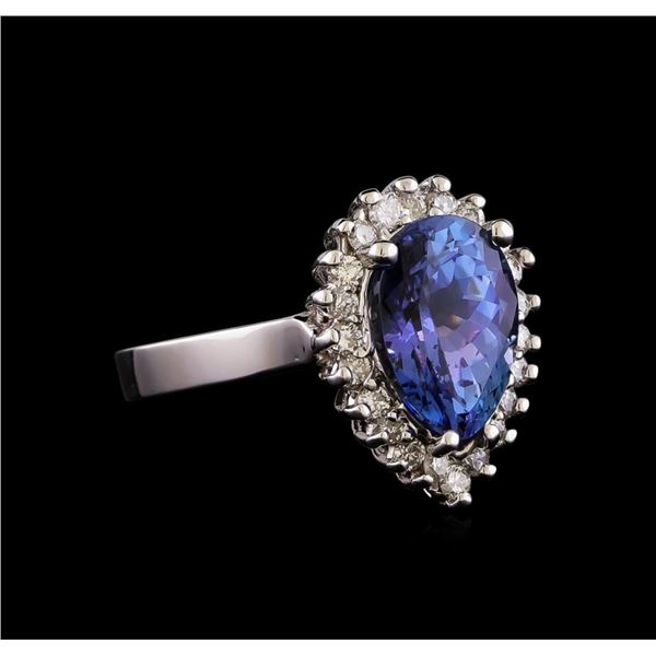 4.20 ctw Tanzanite and Diamond Ring - 14KT White Gold