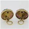 Image 4 : Vintage 14K Yellow Gold 3.56 ctw Turquoise Diamond & Ruby Cluster Button Earring