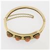 Image 5 : Antique Victorian Handmade 14K Yellow Gold Fine 7mm Coral Open Bangle Bracelet
