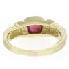 Image 4 : 14k Yellow Gold 1.21 ctw Cabochon Ruby Solitaire Ring w/ 4 Diamond Accents