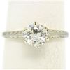 Image 1 : Etched 14k TT Gold .80 ctw European Cut Diamond Solitaire Engagement Ring
