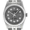 Image 1 : Rolex Stainless Slate Grey Diamond 36MM Oyster Perpetual Datejust Wristwatch