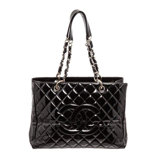 Chanel Black Patent Leather GST Tote Bag