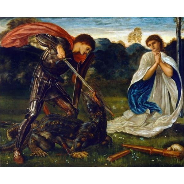 Edward Burne-Jones - St George kills the Dragon VI