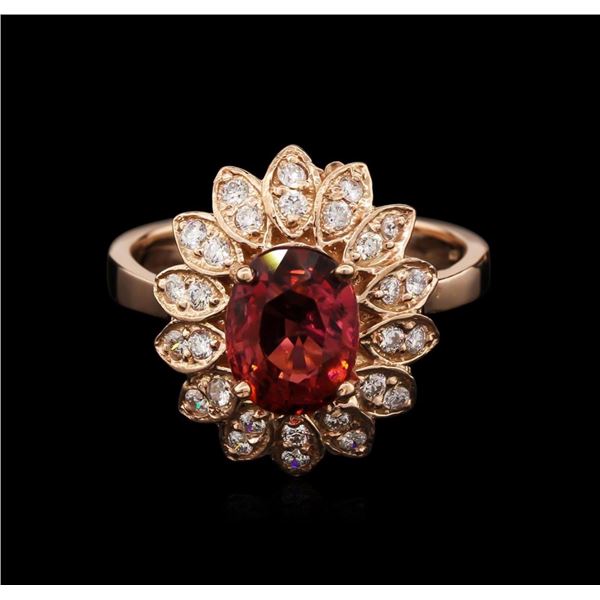 2.22 ctw Pink Tourmaline and Diamond Ring - 14KT Rose Gold