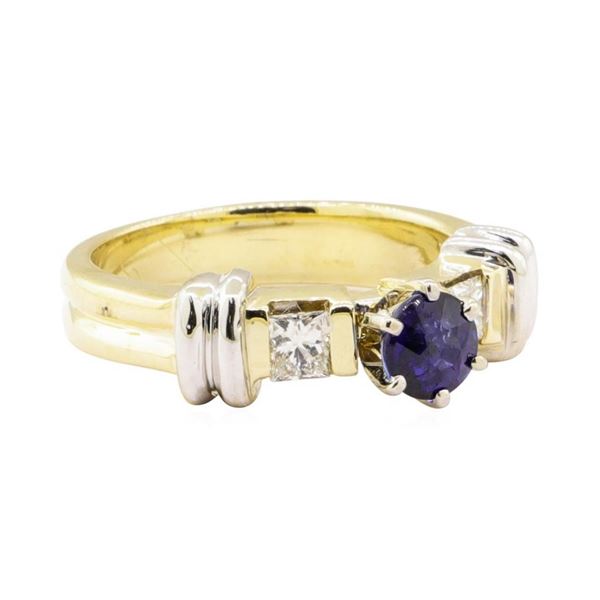 1.16 ctw Blue Sapphire and Diamond Ring - 14KT Yellow and White Gold