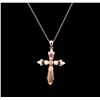 Image 2 : 0.18 ctw Diamond Cross Pendant With Chain - 14KT Rose Gold