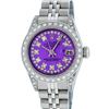 Image 1 : Rolex Ladies Stainless Steel Quickset Purple String Diamond Lugs Datejust Wristw