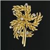Image 2 : Vintage 18K Yellow Gold 0.65 ctw Diamond Detailed Textured Leaf Flower Brooch Pi