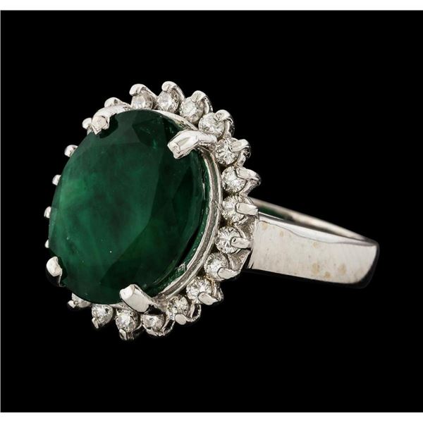 7.42 ctw Emerald and Diamond Ring - 14KT White Gold