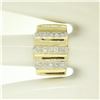 Image 8 : Italian 14K Solid Yellow Gold .35 ctw G VS Diamond Vertical Grooved Wide Band Ri