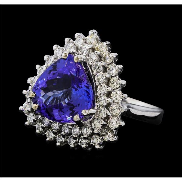 5.79 ctw Tanzanite and Diamond Ring - 14KT White Gold