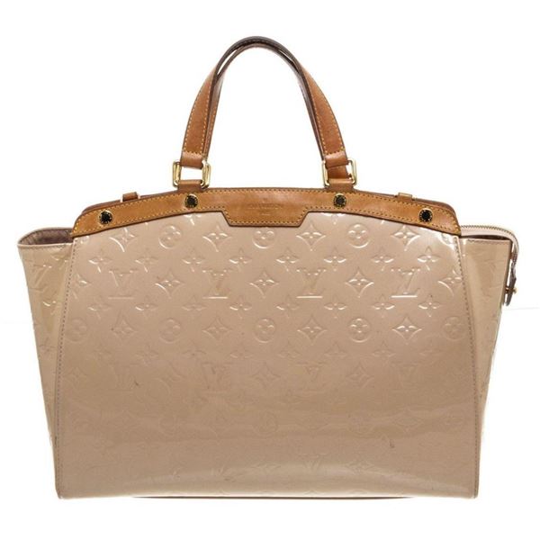 Louis Vuitton Beige Vernis Leather Brea GM Satchel Bag