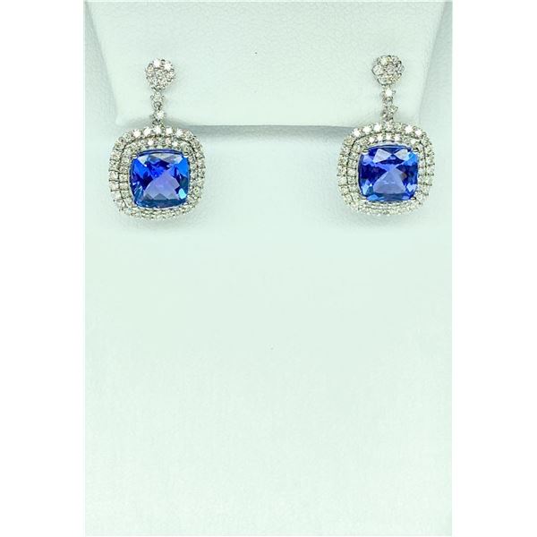 18KT White Gold 5.95 ctw Tanzanite and Diamond Earrings