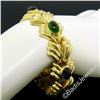 Image 5 : 14kt Yellow Gold 6.81 ctw Multi Gemstone Ribbed Wide Leaf Chain Bracelet