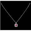 Image 2 : 14KT Two-Tone Gold 1.53 ctw Tourmaline and Diamond Pendant With Chain