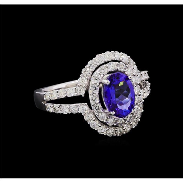 14KT White Gold 1.37 ctw Tanzanite and Diamond Ring