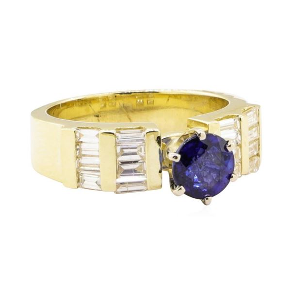 1.95 ctw Blue Sapphire And Diamond Ring - 14KT Yellow Gold