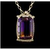 Image 2 : 14KT Yellow Gold 73.39 ctw Ametrine & Diamond Pendant with Chain