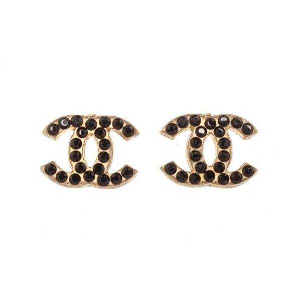 Chanel CC Black Earring