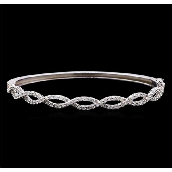 1.45 ctw Diamond Bangle Bracelet - 14KT White Gold