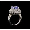 Image 4 : 14KT White Gold 4.02 ctw Tanzanite and Diamond Ring