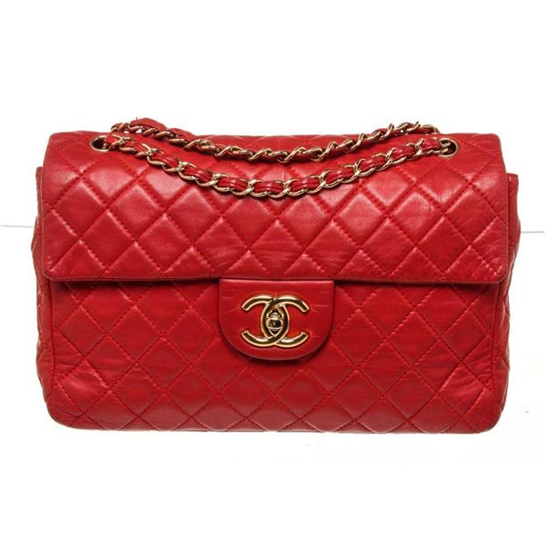 Chanel Red Classic Single Flap Shoulder Bag