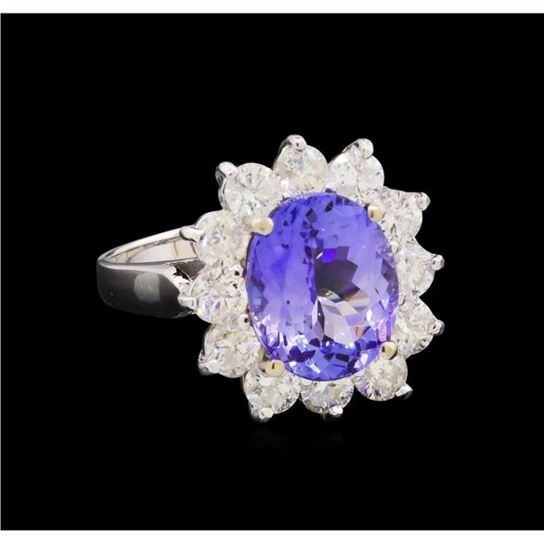 14KT White Gold 3.80 ctw Tanzanite and Diamond Ring