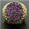 Image 4 : 18K Yellow Gold 7.50 ctw Round Amethyst Domed Popcorn Cluster Ring