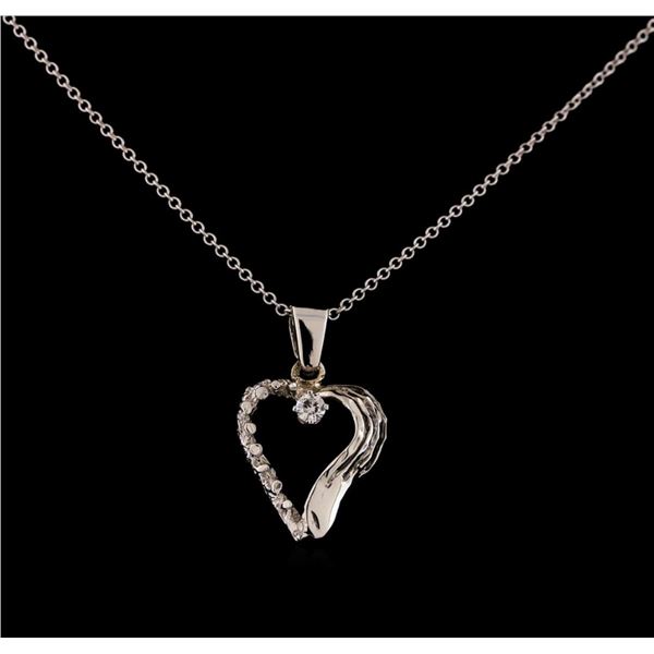 0.08 ctw Diamond Pendant With Chain - 14KT White Gold